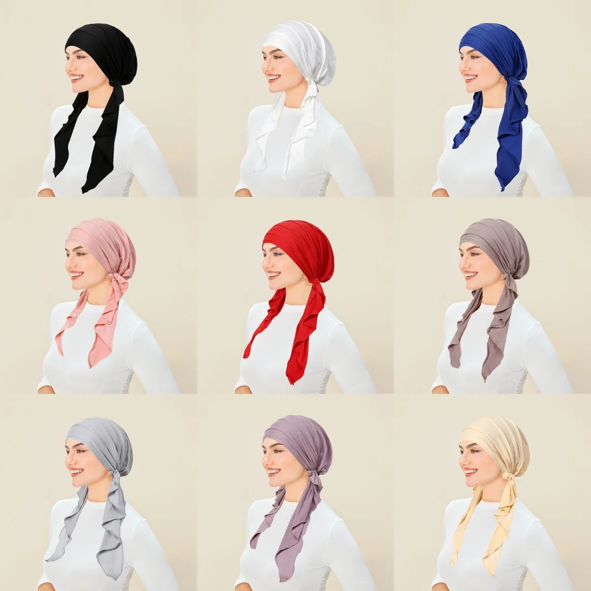 Bonnet de couleur unie pour femmes, chapeau pré-attaché, casquette de chimio, Hijab musulman, foulard pour perte de cheveux, Turban, Bandanas, bandeau Turbante Mujer