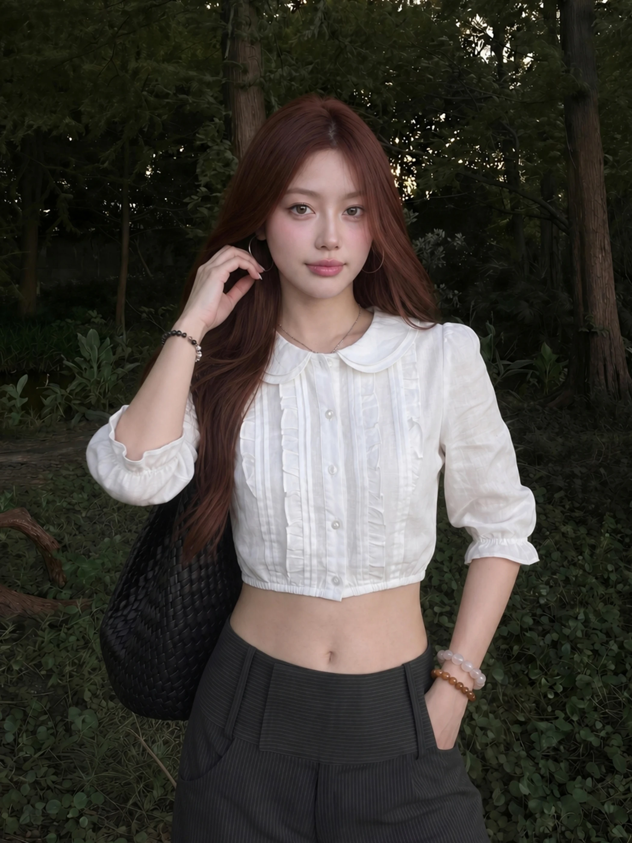 

Sweet Wind White Doll Collar Short Shirt Women Summer Elegant Versatile Slimming Bubble Sleeve Top Fashionable Casual Wear