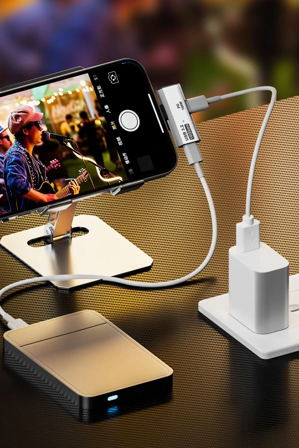 Двойной адаптер для наушников USB C с портом для зарядки 100 Вт, разветвитель USB типа C 2-в-1 для Rog Ally, Steam Deck, Quest 2, iPad