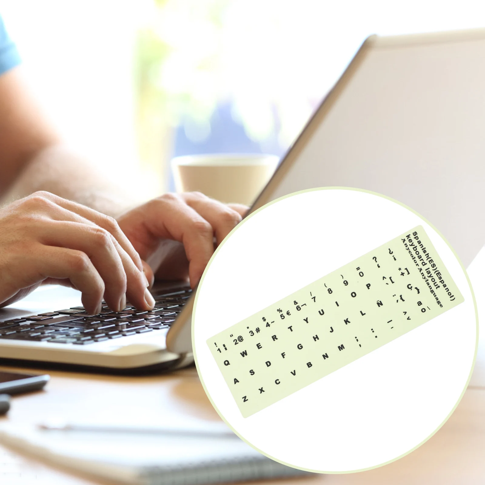 Fluorescent Keyboard Stickers 1 Sheet 13x11cm English Layout Glows After Light Exposure for Pc Laptop Matte Finish Scratch Proof