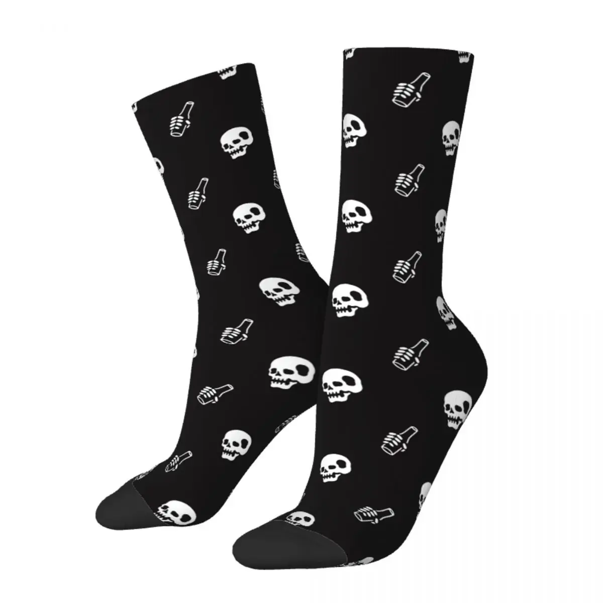 

Winter Warm Casual Women Men Skull And Bottle Of Beer Socks Sweat Absorbing Skateboard Socks