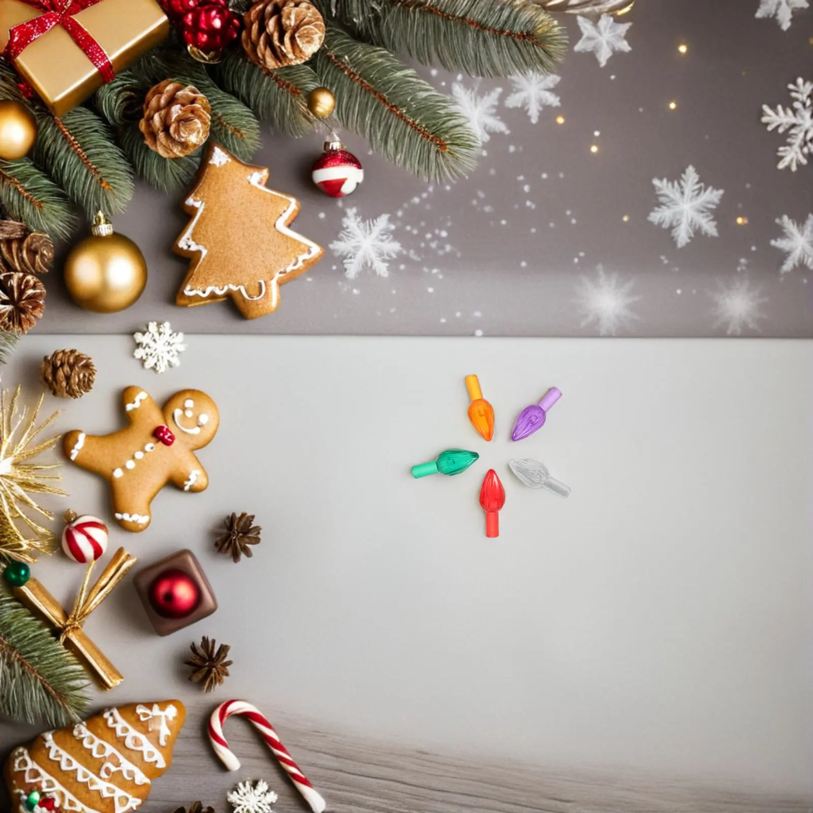 100Pcs Christmas Twist Peg Bulbs Plastic Replacement Lights for Ceramic Trees Colorful Shape Small Tree Decor