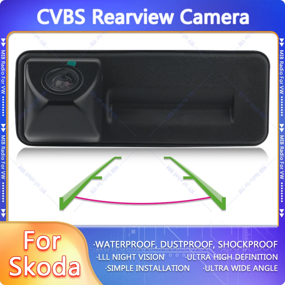 CVBS Trunk Switch Rearview Camera for VW for Skoda Octavia 2 3 A5 Fabia Yeti Superb Roomster for Audi A1 A3