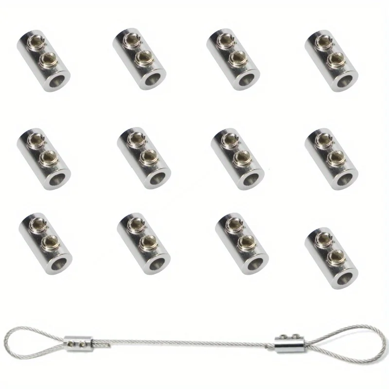 

6-12pcs stainless steel wire rope lock clip adjustable self-locking double hole fastener suitable for home decoration lock