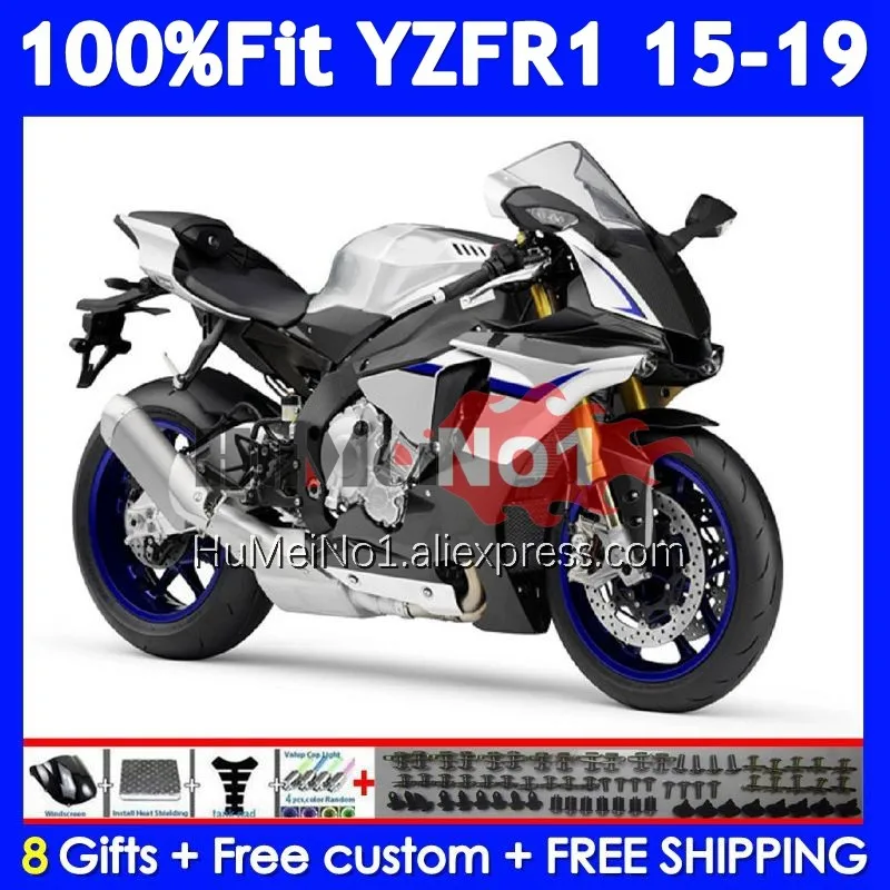 Injection For YAMAHA YZF R1 R 1 1000 YZF-R1 YZFR1 15 16 17 Silver black 18 19 370No.17 YZF1000 2015 2016 2017 2018 2019 Fairing