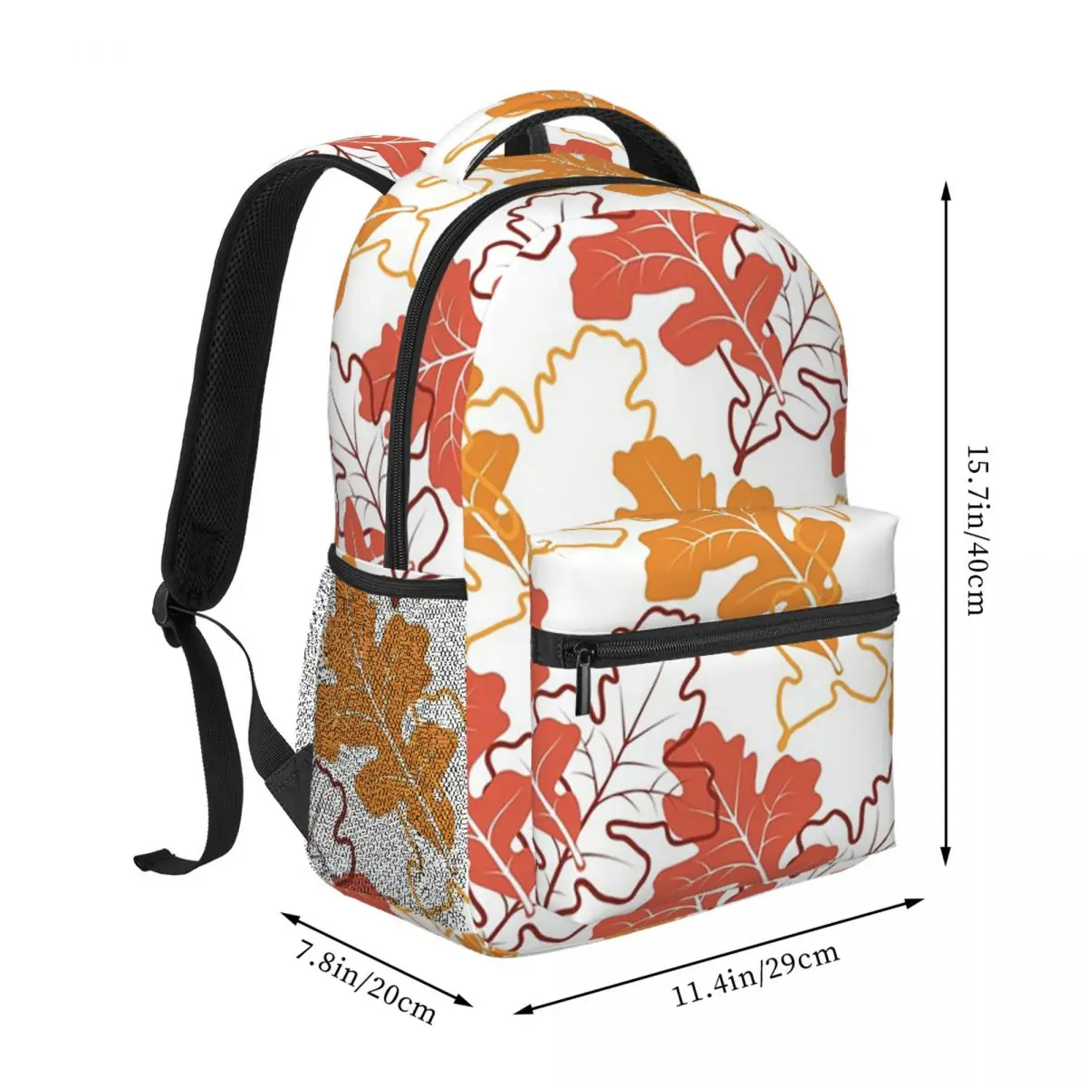 Autumn Oak Leaves Seamless Backpack Student BookBag Children School Bag Laptop Shoulder Bags for Men Women