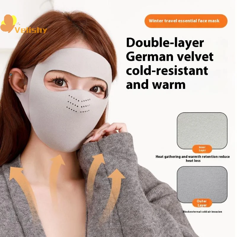Inverno máscara de aquecimento facial completa máscara lavável traceless respirável máscara à prova de poeira engrossado equitação ao ar livre esqui