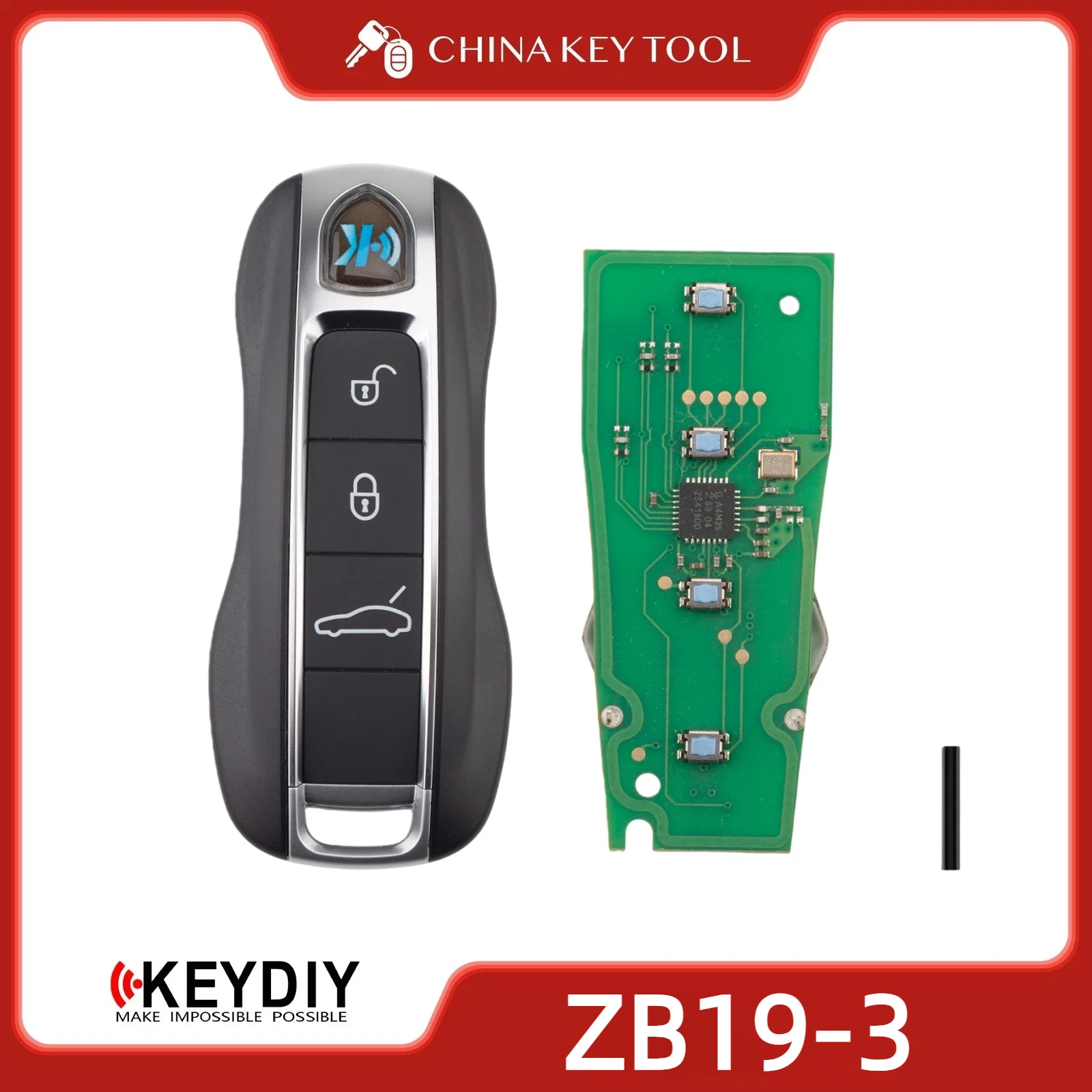 

KEYDIY KD ZB19-3 Универсальный интеллектуальный дистанционный ключ с 3 кнопками, совместимый с Porsche Type