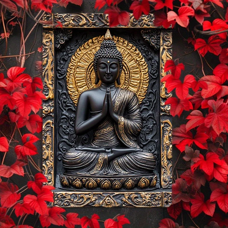 Spiritual Figure Meditation Aluminum Wall Art, Vintage Metal Tin Sign for Pool & Conference Room Decor, Decorative Wall Poster