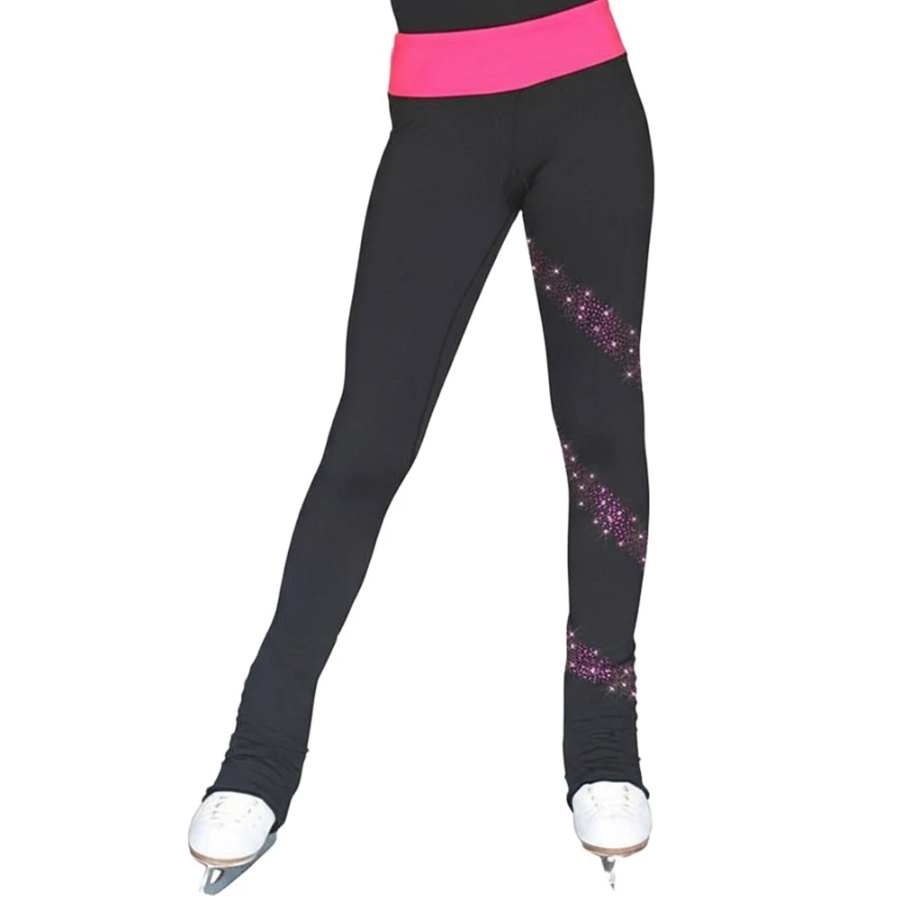 بنطلون بانت للتزلج على الجليد والجمباز الجلد ودية الجوارب الناعمة التزلج على الجليد جوارب طويلة مع حجر الراين للأطفال والكبار #3