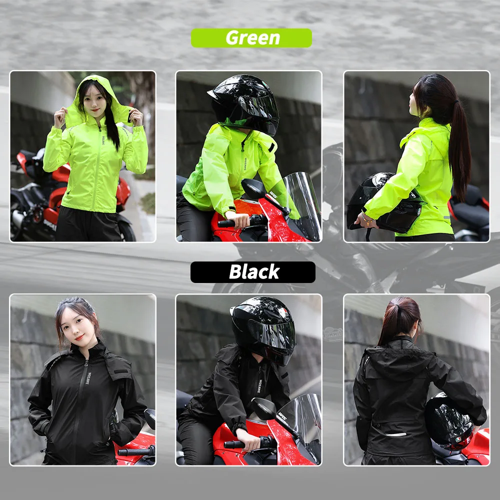 WOSAWE Cycling Raincoat Women Hooded Rain Coat Impermeable Waterproof Quick Dry Rain Jacket Outdoor Ultralight Windbreaker