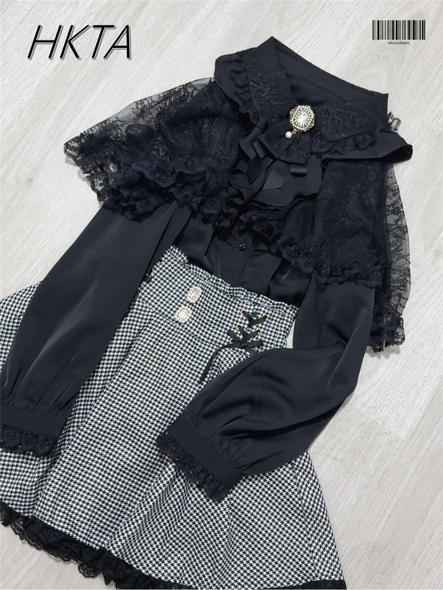 Japanese Detachable Lace Cape Shirt Women's Niche Mine Sweet Bow Long-sleeve Blouse Top Lolita Girl 2025 New Rojita Black Shirts