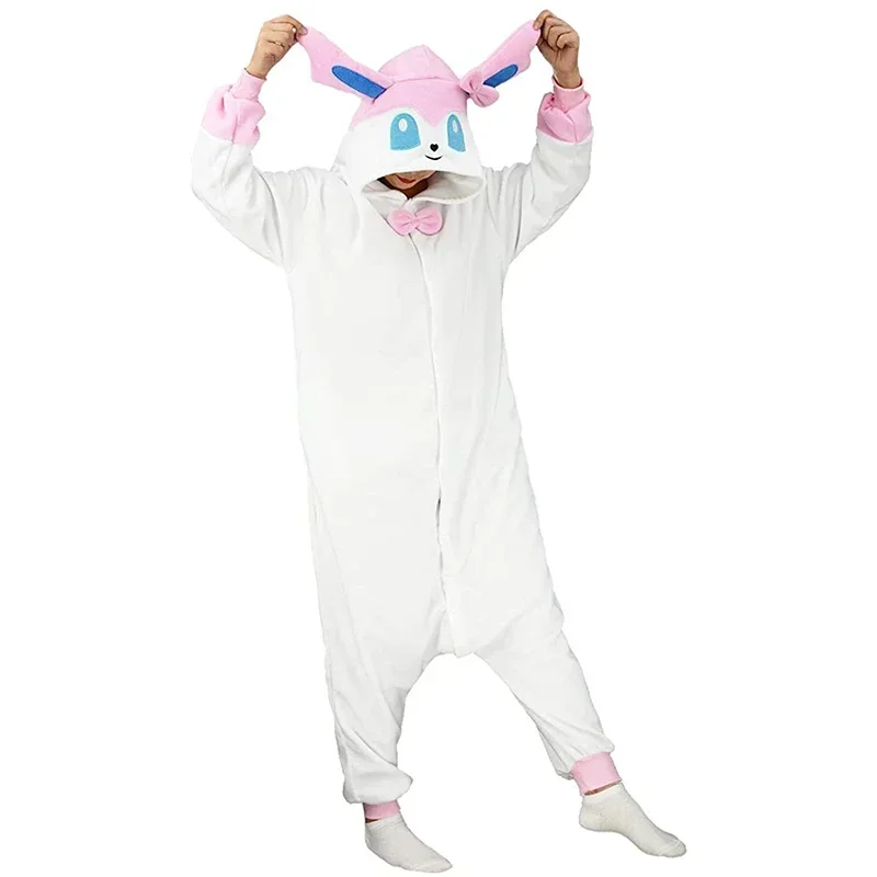 Pijama Kigurumi Sylveon, Fantasia de Cosplay para Mulheres, Halloween e Natal, Pijama de Corpo Inteiro
