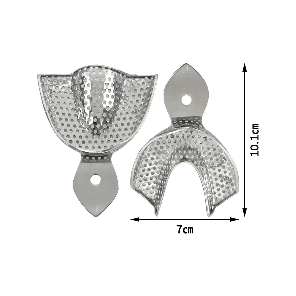 Bandeja para dientes dentales, bandejas de impresión Dental de acero inoxidable, soporte para dientes superior e inferior, bandeja para dientes para dentadura Autoclavable