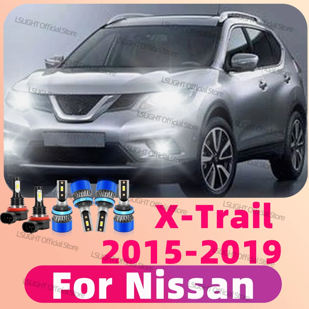 2/6Pcs Ultra Bright CSP LED Bulbs For Nissan X-Trail X Trail 2015 2016 2017 2018 2019 Headlight Bulbs 6000K White Fog Lamps 12V
