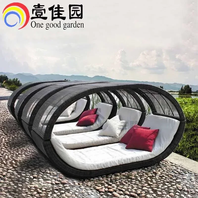 Outdoor bed, courtyard, round bed, outdoor balcony, swimming pool, lazy person, outdoor sofa bed, beach lounge chair