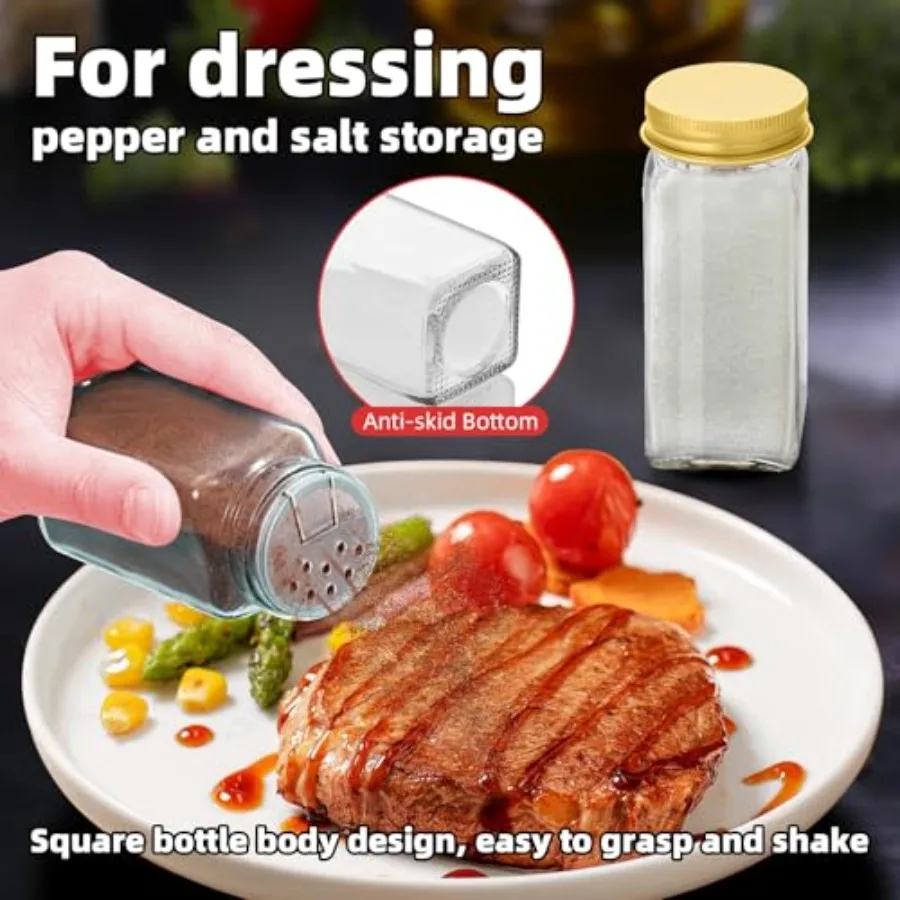 2Pcs 4oz Glass Spice Jars with Shaker Lids, Spice Jars Trial Set and Supplement Set, Empty Spice Containers and Square Spice Bo view 5