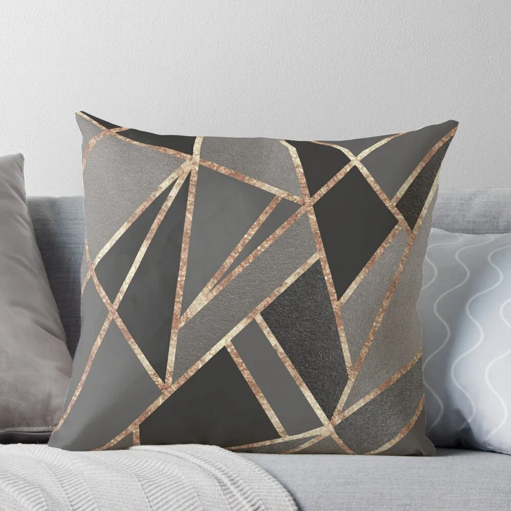 

Classic Silver Gray Charcoal Rose Gold Geo #1 #geometric #decor #art Throw Pillow Anime covers for pillows