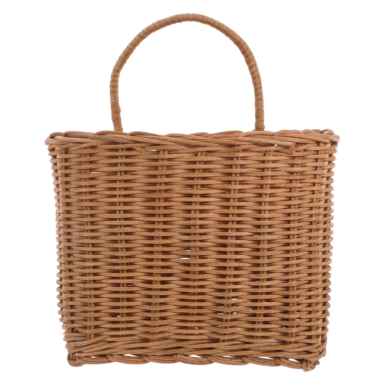 

Rattan Wall Flower Pot Basket Handmade Woven Hanging Storage for Entryway Mail Spice Organizer Light Brown Decorative Plant