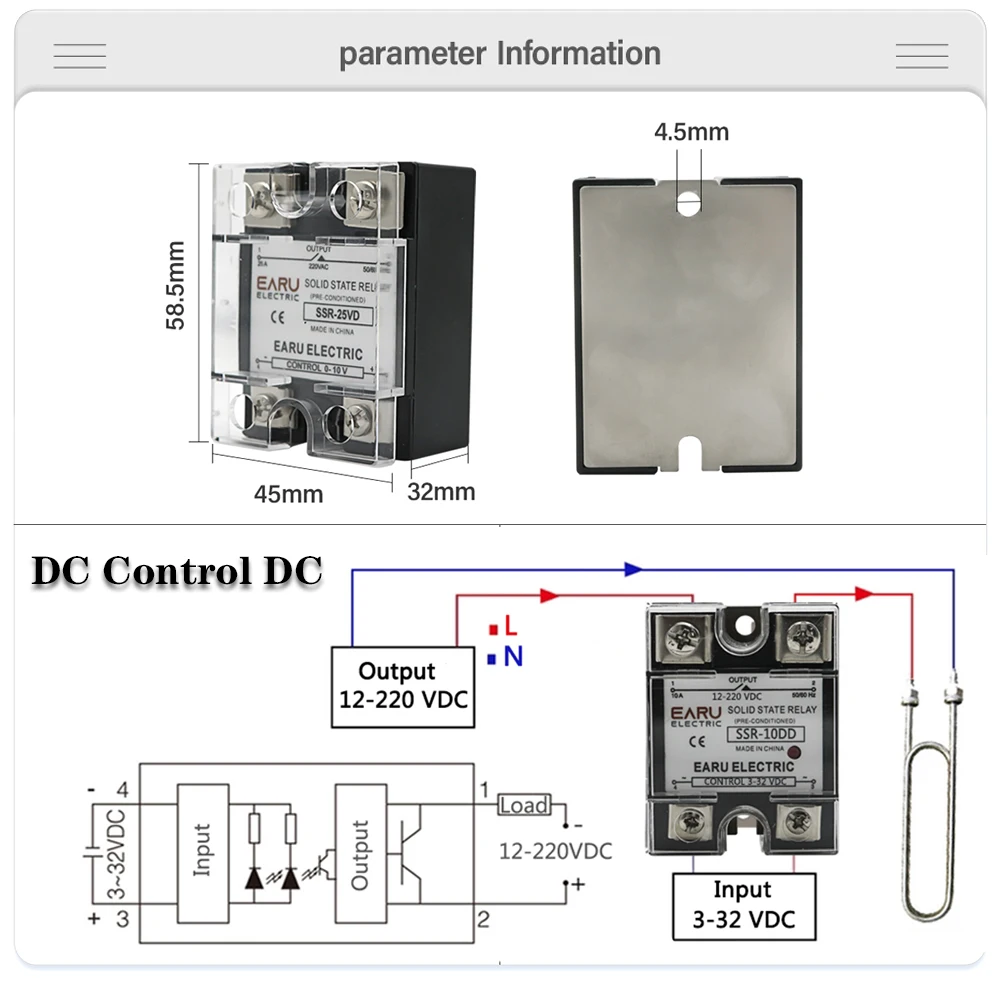 SSR-25DA SSR-40DA SSR-40AA SSR-40DD SSR 10A 25A 40A 60A 80A 100A DD DA AA Solid State Relay Module for PID Temperature Control