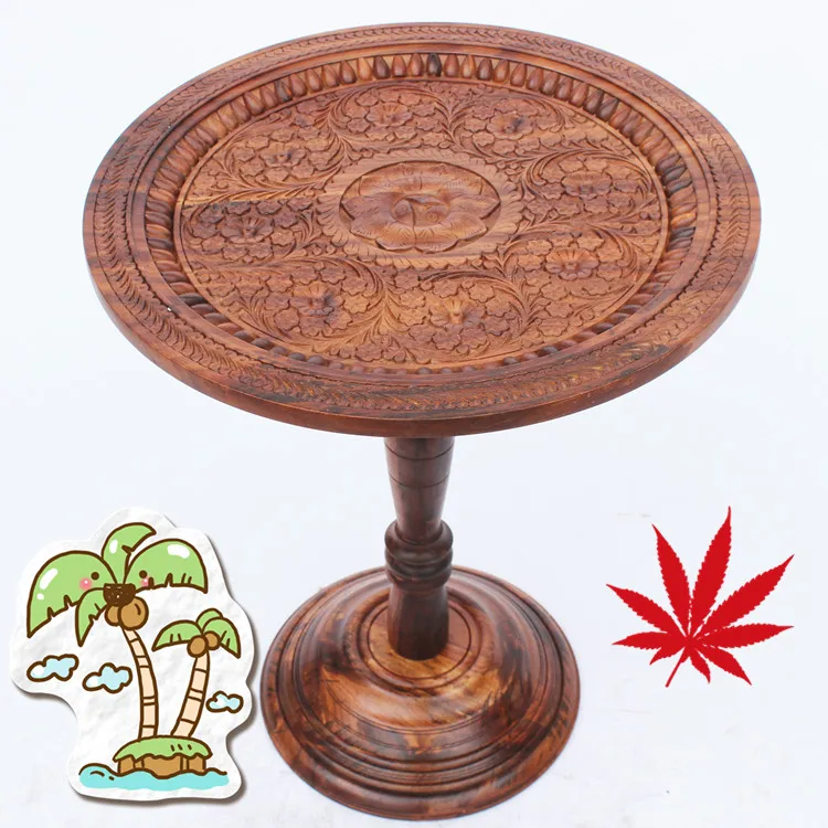 Wood carving table, antique solid wood hand-carved pattern coffee table coffee table small table