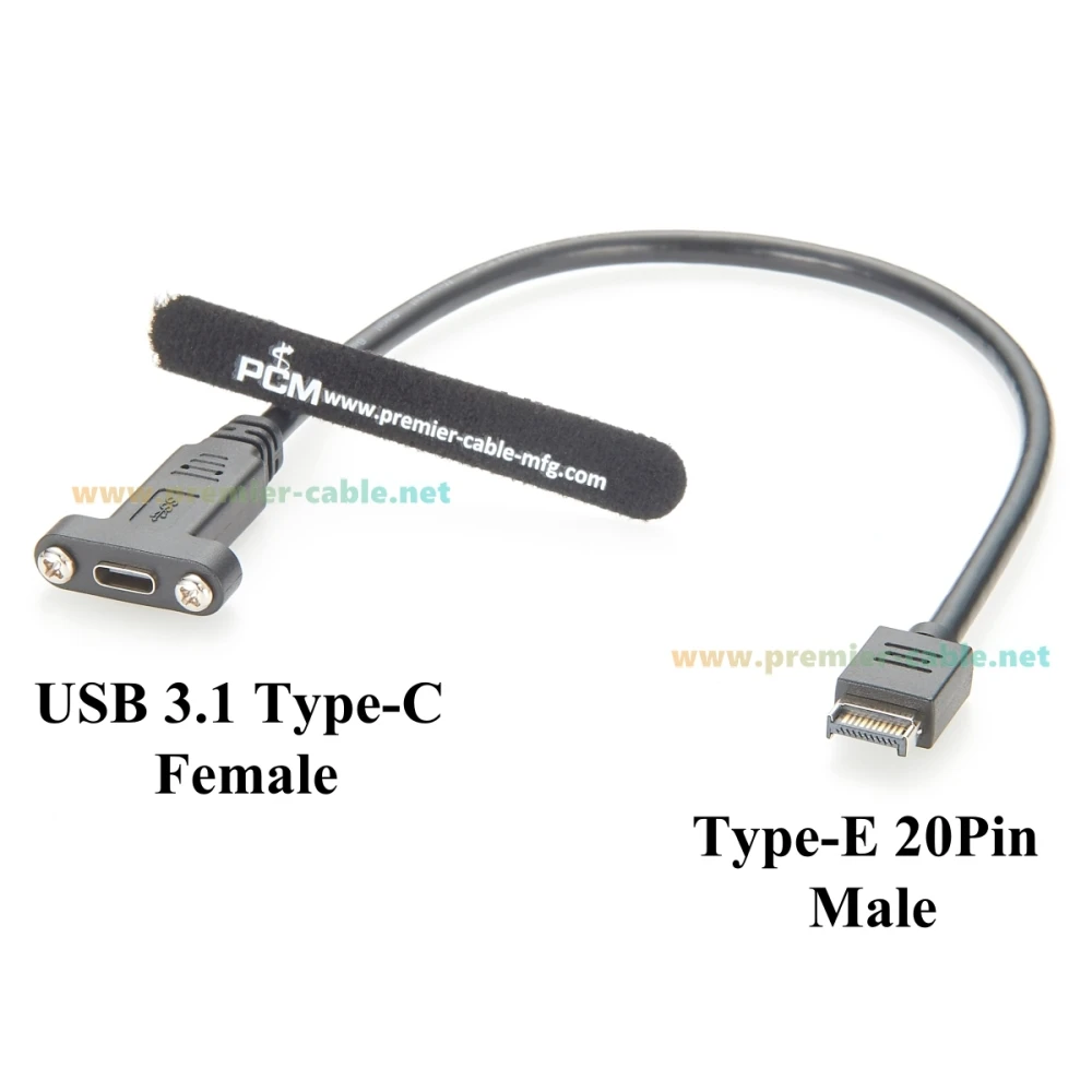 Screw Panel Mount USB 3.1 C Female to Type E Male Extension Cable 10Gbps Motherboard Header Type E 20Pin to USB3.1 Gen2 C Cable