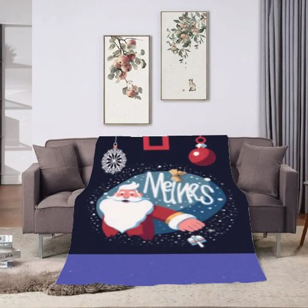 

Festive Christmas Santa Claus Gift Box Illustration Hoodie - Cozy Dark Blue Pullover with Merry Cursive Lettering and Whimsical