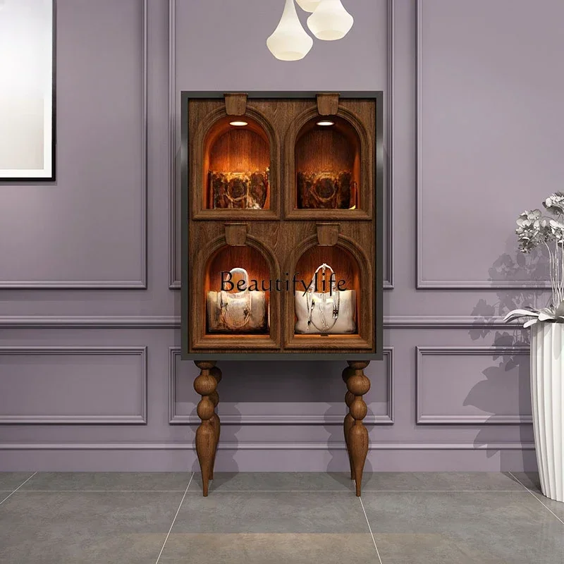 

1*retro display medieval shoes and bags display jewelry against the wall high cabinet