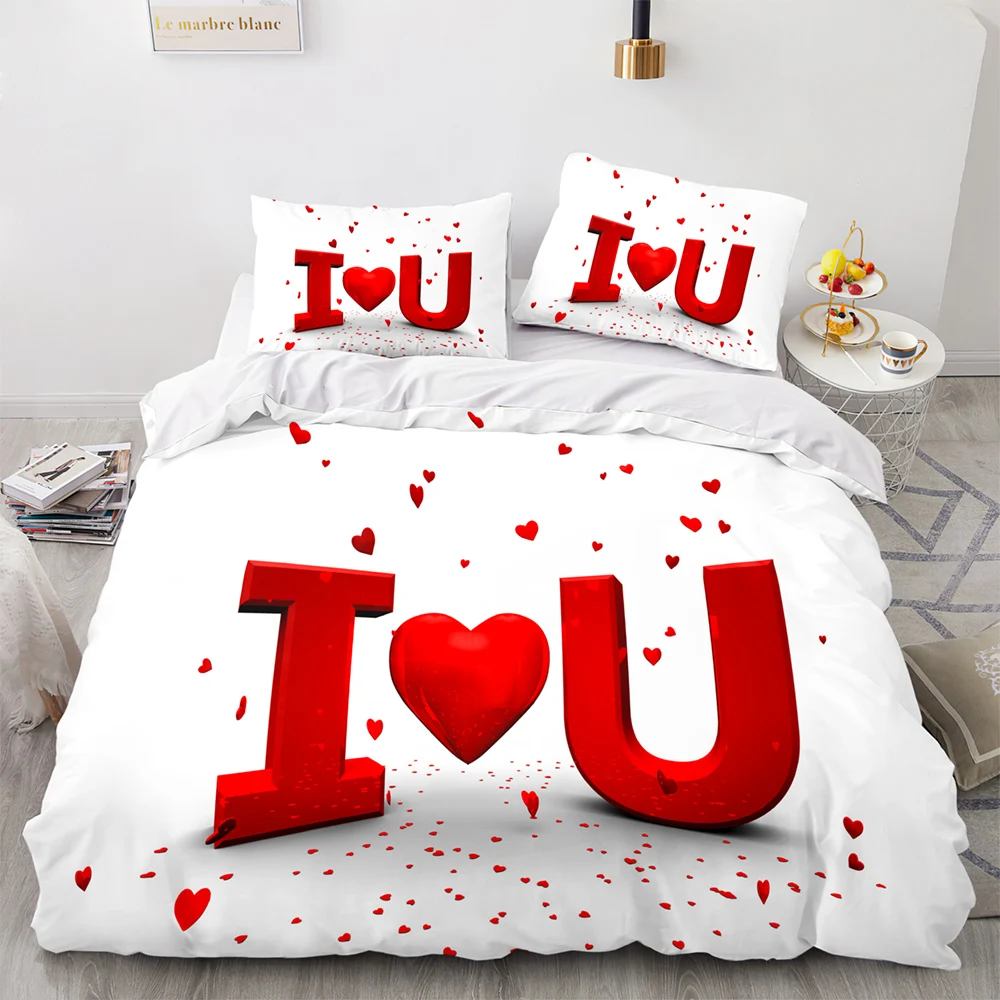 

Love Bedding Set Single Twin Full Queen King Size Wedding Bed Set Aldult Kid Bedroom Duvetcover Sets 3D Anime couple 035