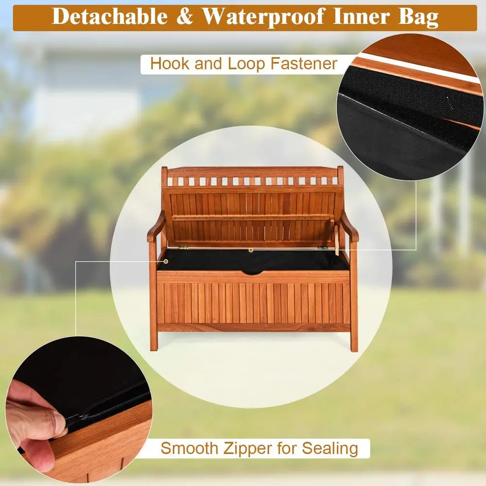 Factory Direct 2026 Outdoor Wood Storage Bench Deck Box, Entryway Porch Storage Bench with Inner Removable DustProof Lining