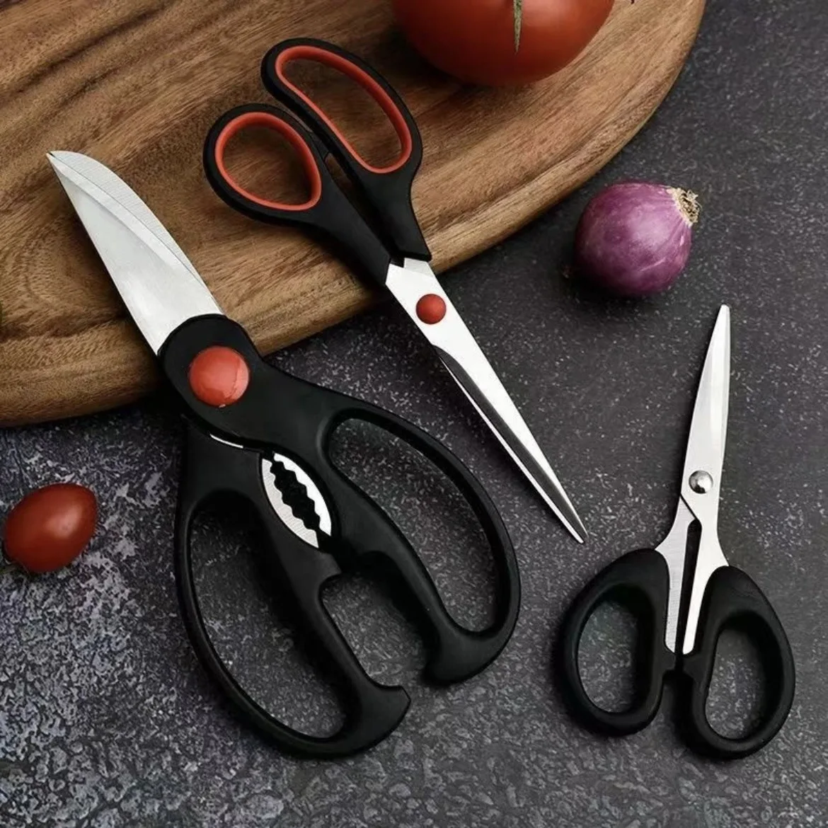 3Pcs Stainless Steel Scissors Set Multifunctional Kitchen Chicken Bone Shears DIY Craft Household Cutting Scissors