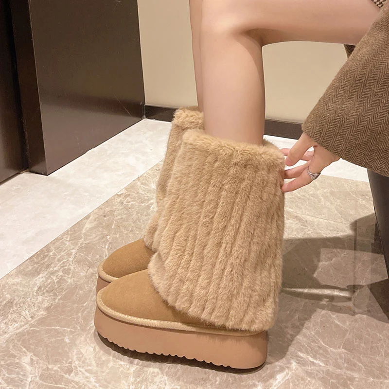 

Зимние сапоги Thi Bot, новые женские зимние ботинки Fce на подкладке, Thiened Northeast Big Cotton oes, теплые хлопковые сапоги до середины икры на меху