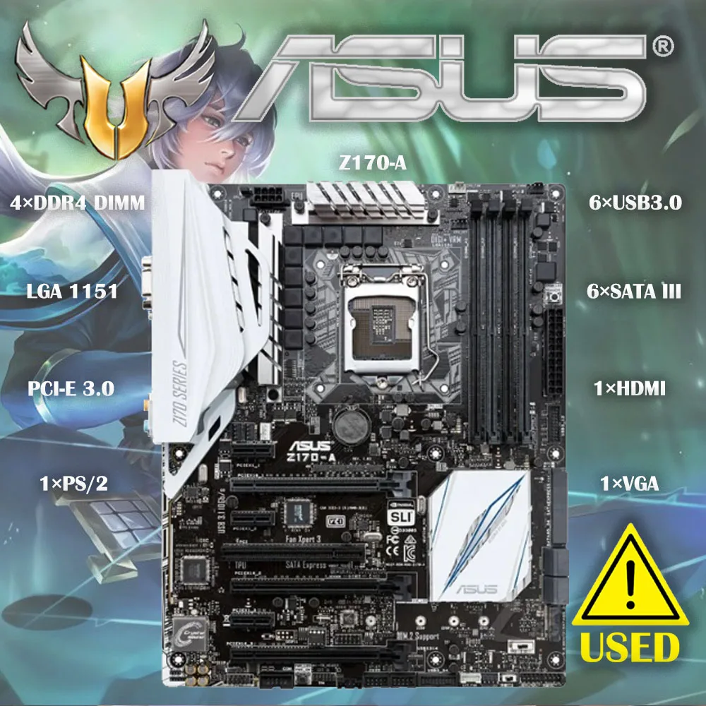 

Asus Z170-A Desktop Motherboard Z170 Socket LGA 1151 i7 i5 i3 DDR4 64G SATA3 USB3.0 ATX