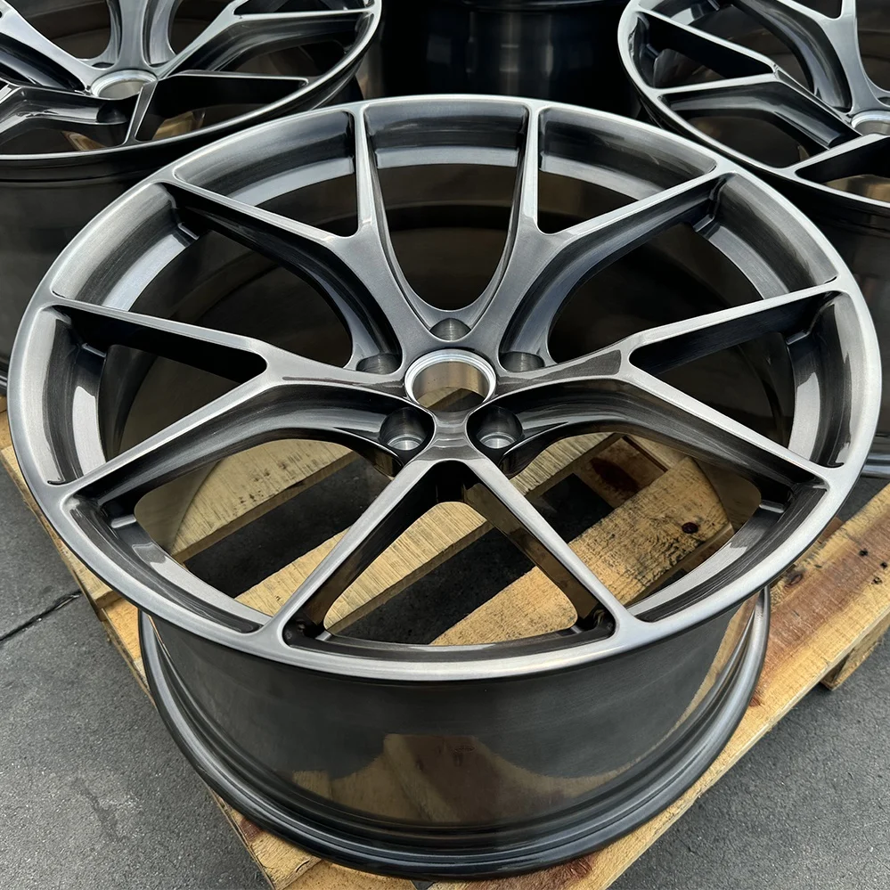 forged car wheel rims 6061-T6 alloy monoblock wheels 20 21 22 24 26 inch 5x112 custom brushed black passenger car wheels