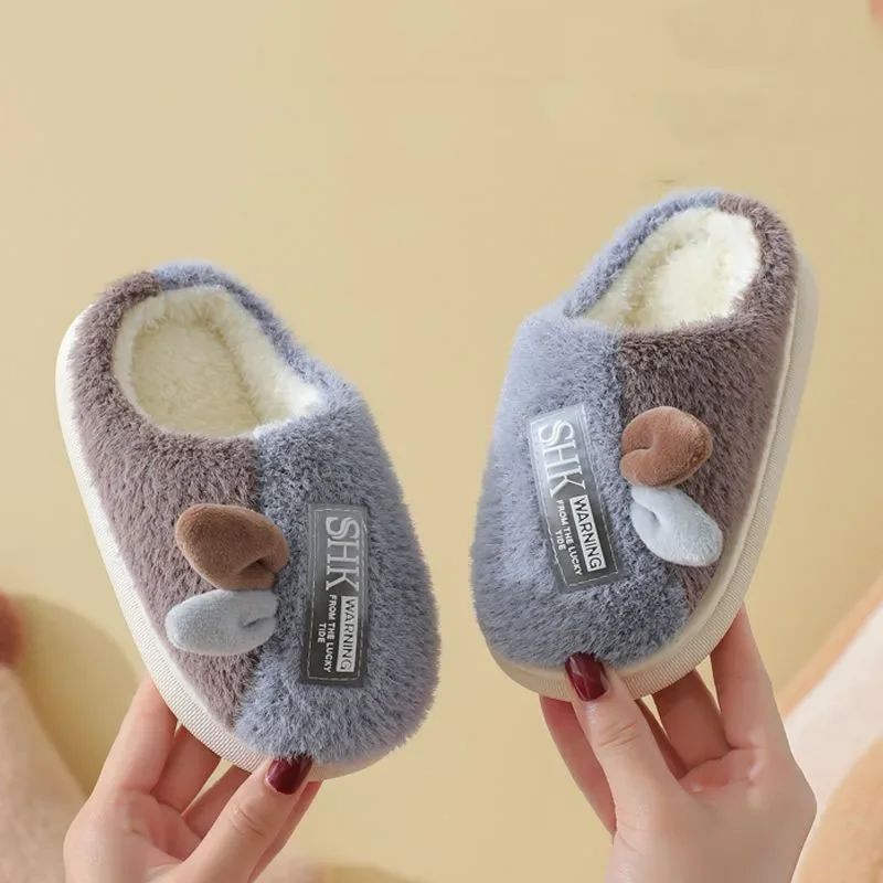 Fashion Winter Warm Toddler Kids Slippers Boys and Girls Indoor Non-slip Watertight Cotton Shoes Teens Children's Cotton Shoes