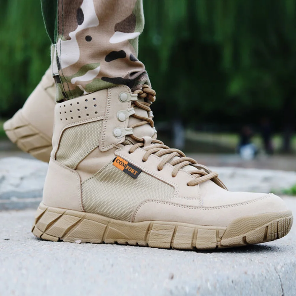 Breathable Lightweight Summer Shoes Tactical Combat Boots Men Outdoor Hiking Desert Boots Male  Middle Ankle Shoe