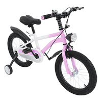 16 Inch Kids Bike Dual Brakes Adjustable Children's Bicycle Load 60kg w/Training Wheels+Headlight for Ages 5-8 (Pink/Green/Gray)