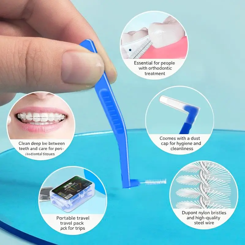 New 2/5Pcs L-shaped Interdental Brushes Portable Soft Bristle Interdental Cleaners Brushes Travel