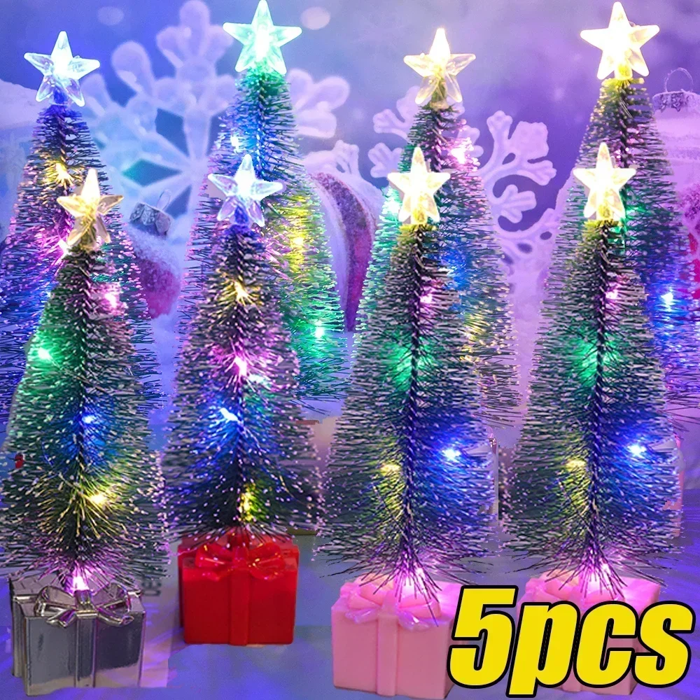 

Luminous Mini Christmas Trees Colorful LED Lighted Xmas Tree Lights DIY Desktop Ornaments for New Year Parties Home Decorations