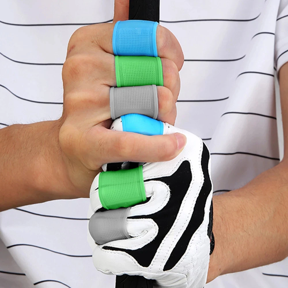 Suporte de aperto multicolorido silicone antiderrapante segurança golfe dedo manga protetor de mão aperto golfe dedo capa protetora