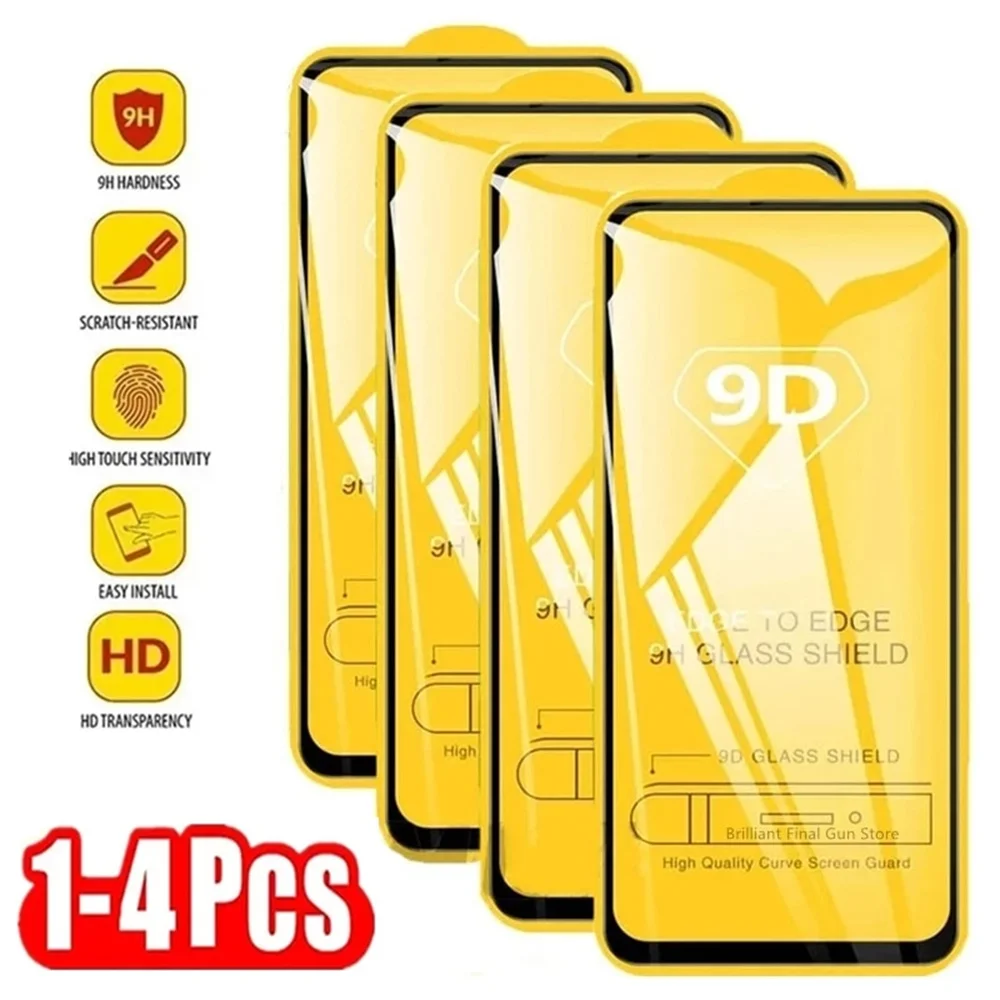 1-4PCS 9D Full Screen Protector For Samsung Galaxy A7 2018 J7 2027 J8 J4 J6 Plus A5 A6 A8 A9 A80 A90 A750 A530 Tempered Glass