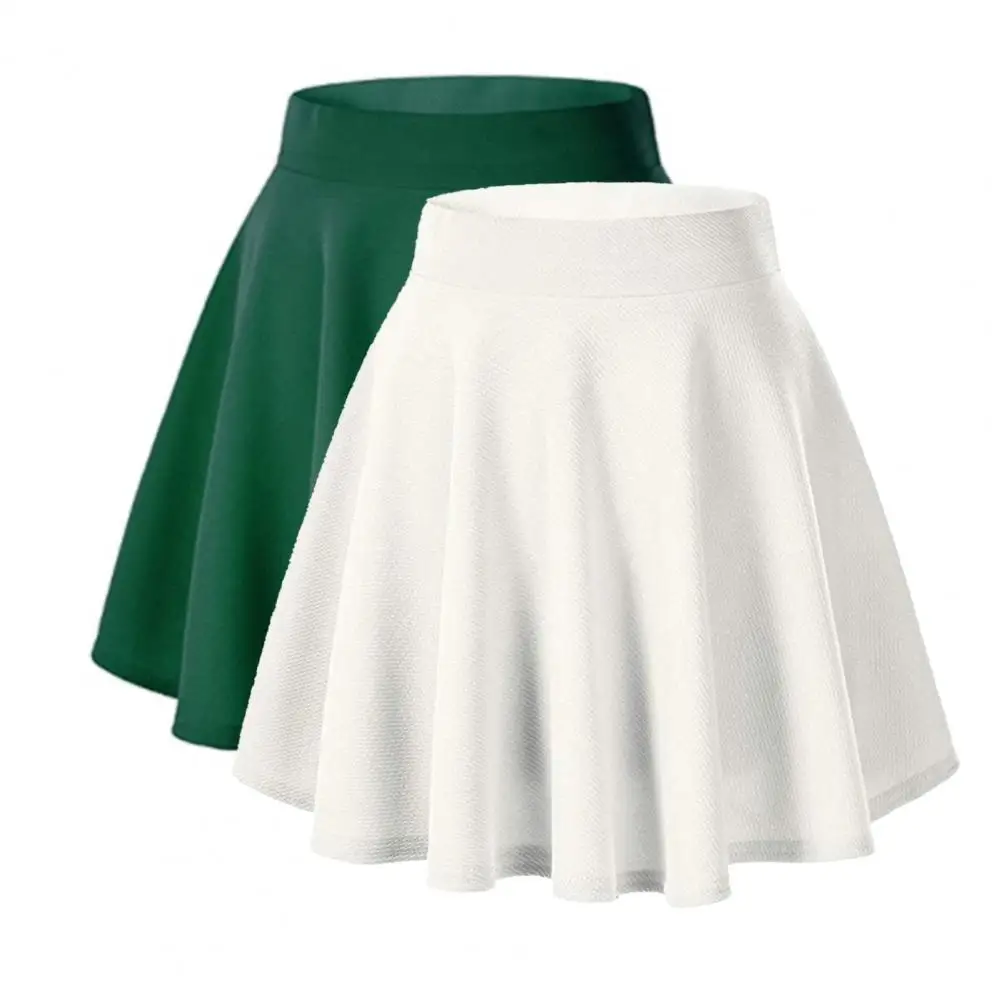 A-line Mini Skirt High Waist A-line Skater Skirt for Women Solid Color Casual Mini Skirt Streetwear Basic Short Style