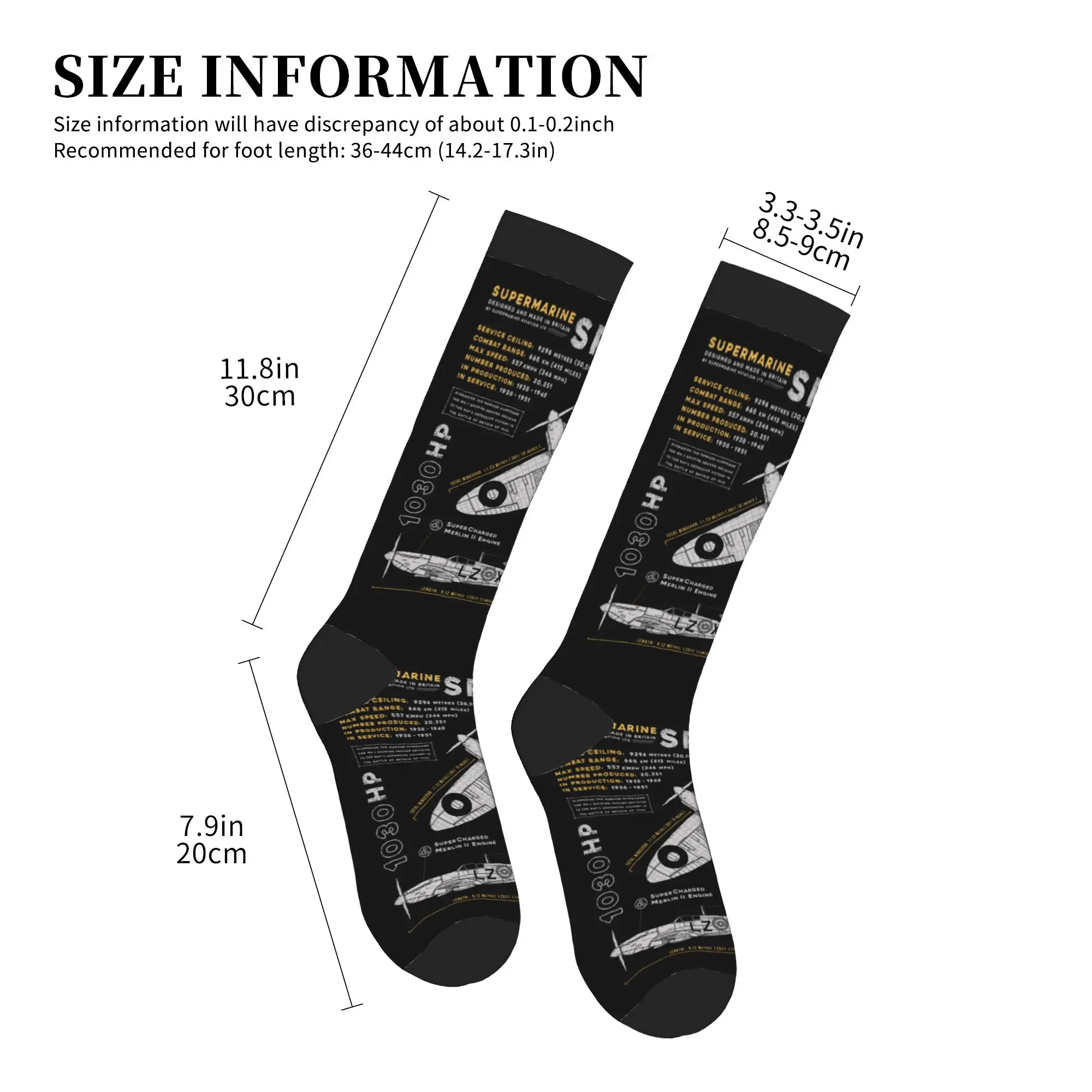 Supermarine Spitfire Dress Socks Men's Women's Warm Novelty Fighter Pilot Aircraft Airplane Plane Sports Compression Socks view 4