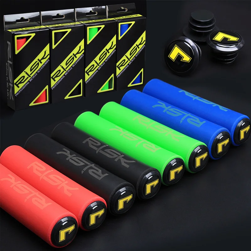 Risk 1 Pair Bicycle Silica Gel Handlebar Grips MTB Ultra-light Antiskid Soft Removeable Plastic End Plugs Bike Handle Bar Grips