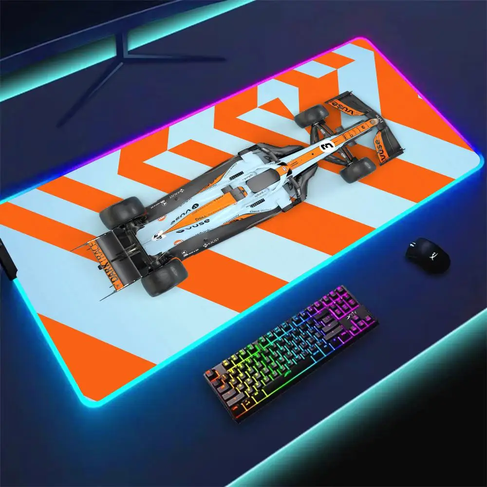 RGB Mouse Pad F1 Formula Mobil Balap LED Cahaya Gaming Mat Karet Anti-Slip Meja Tikar Gamer Pc Aksesoris Gaming Keypad Mousepad