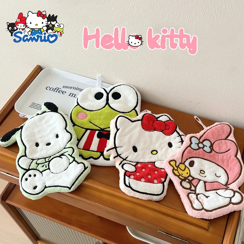 Hello Kitty Melody Pochacco Cartoon Cute Hanging Hand Towel Kawaii Water-Absorbent Thickened Quick-Drying Cute Children Towel