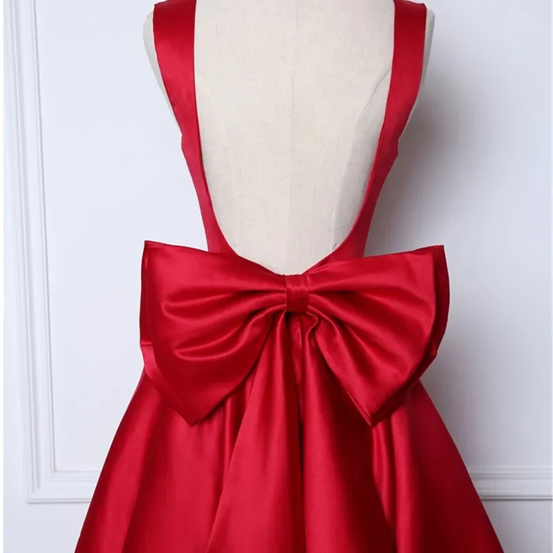 Customized Reflective Short Prom Dress 2025 Cheap Burgundy Red Tea Length Backless Cocktail Party Dress Junior Vestidos De Gala