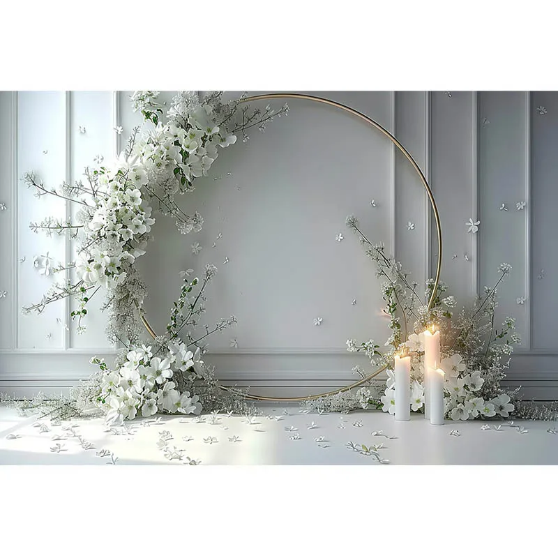 White Whimsy Floral Ring Digital Backdrops maternity backdrops digital studio backdrop overlay floral background overlay photoca