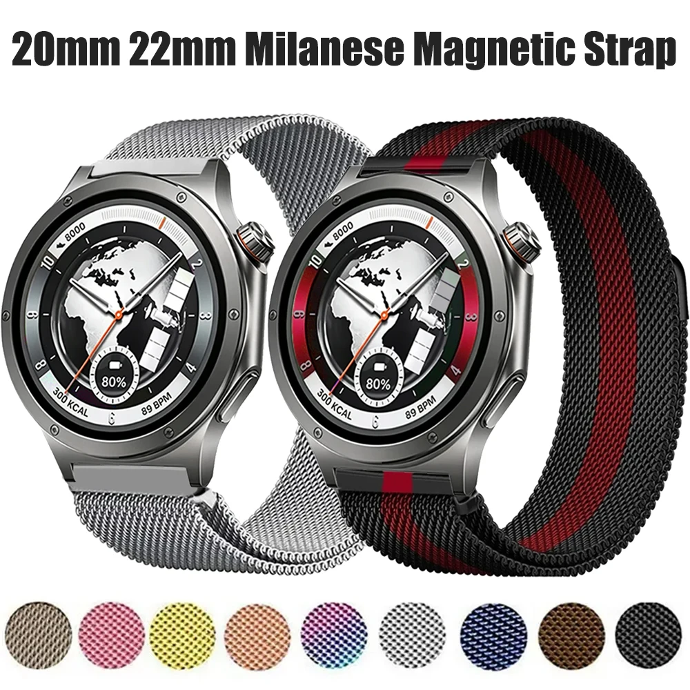 20mm 22mm Metal Milanese Strap for Oneplus Watch 4/3/2/Lite OPPO X3-S-X2 Comfortable Magnetic Bracelet for Amazfit Balance  3 2