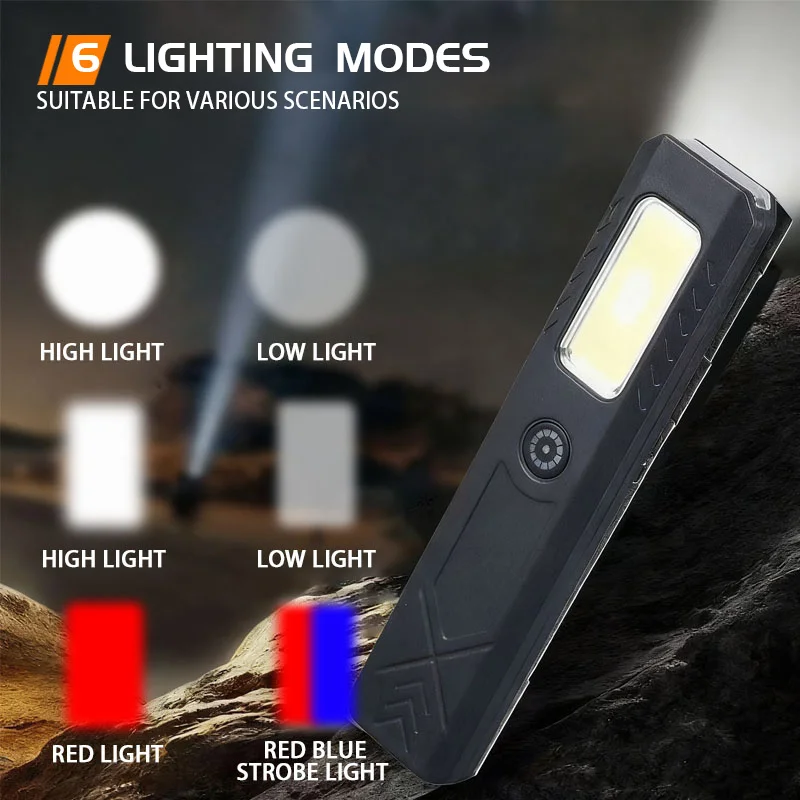 Latarka LED D5 do użytku zewnętrznego, przenośna mini latarka, ładowana przez USB-C, lampka kempingowa, kieszonkowa latarnia, światło robocze z 6 trybami świecenia.